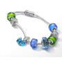 Charm Sterling silver 925 Blue Murano glass bead on bracelet symbol