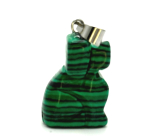 Malachite Dog pendant, hand-cut figurine 1,8 x 2,5 x 8 mm, wishing stone