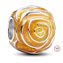 Charm Sterling Silver 925 Yellow Rose in Bloom, Bead for Nature Bracelet