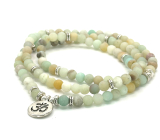 108 Mala Amazonite + Om symbol necklace prayer jewel flexible, natural stone 6 mm