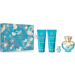 Versace Dylan Turquoise Pour Femme Eau de Toilette 100 ml + Body Gel 100 ml + Shower Gel 100 ml + Eau de Toilette Miniature 5 ml, Gift Set for Women