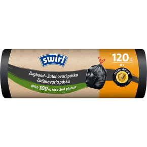 Swirl extra strong drawstring garbage bags 120 l, 70 × 100 cm, 33 µ, 8 pcs