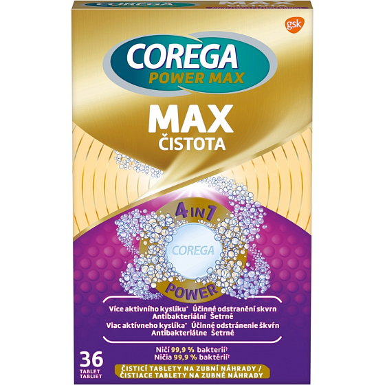 Corega Power Max Max Clean Tablets for Dentures, 36 pcs