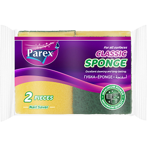 Parex dish sponge with nail protection yellow, 2 pcs