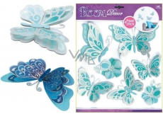 Room Decor Wall Stickers butterflies light blue with silver glitters 39 x 30 cm