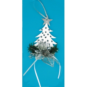 Wooden tree with silver decoration 15 cm