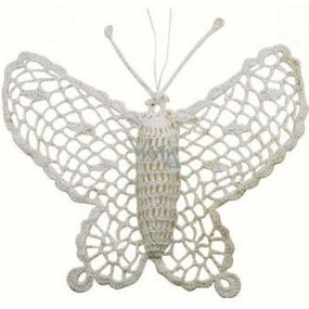 Crochet butterfly large approx. 16 cm white