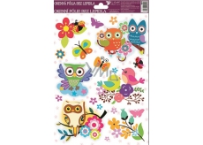 Room Decor Window film without glue left flower with ladybird with owls 30 x 20 cm