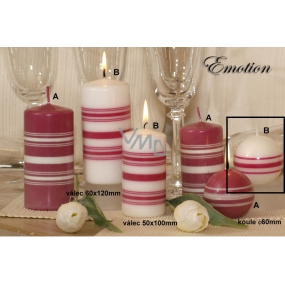 Lima Fresh Line Emotion scented candle white - pink stripes ball diameter 60 mm 1 piece