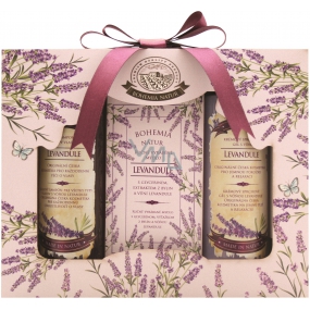 Bohemia Gifts Lavender shower gel 100 ml + soap 100 g + hair shampoo 100 ml, cosmetic set