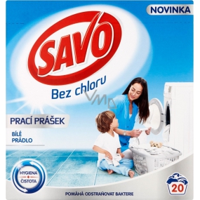 Savo White chlorine-free washing powder for white laundry 20 doses 1.4 kg
