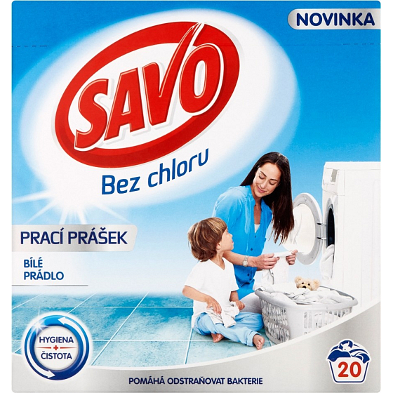 Savo White chlorine-free washing powder for white laundry 20 doses 1.4 kg