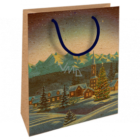 Nekupto Gift kraft bag 25 x 8 x 19 cm Christmas winter landscape 597 WKHM
