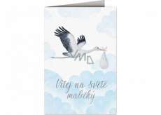 Nekupto Birthday card Stork with baby blue 115 x 170 mm 3601 F
