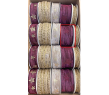 Ditipo Fabric Ribbon Exclusive Wine Red Stars 2 m x 40 mm