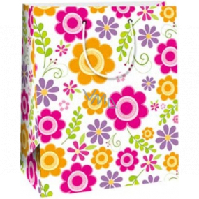 Ditipo Paper gift bag 26,4 x 32,4 x 13,7 cm Pink, orange, purple flowers