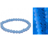 Jade Luminois Light Phosphorescent, blue glow in the dark, bracelet elastic natural stone, bead 6 mm / 16 - 17 cm