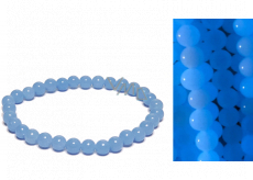 Jade Luminois Light Phosphorescent, blue glow in the dark, bracelet elastic natural stone, bead 6 mm / 16 - 17 cm