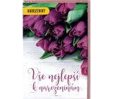 Nekupto Birthday greetings Purple tulips 115 x 170 mm