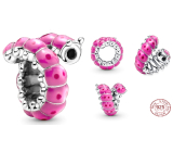 Sterling silver 925 Cute twisted caterpillar, bead on animal bracelet