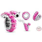 Sterling silver 925 Cute twisted caterpillar, bead on animal bracelet