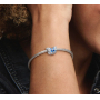 Charm Sterling silver 925 Blue shimmering butterfly bead on animal bracelet