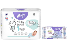 Bella Happy Newborn 1 2 - 5 kg Diaper Panties for Baby 42 pieces + Bella Wet Wipes for Baby 10 pieces