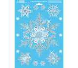 Arch Christmas sticker, window film without adhesive Snowflake large and small with glitters 35 x 25 cm
