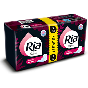 Ria Women's Pads Ultra Normal Plus Duopack, 18 pcs
