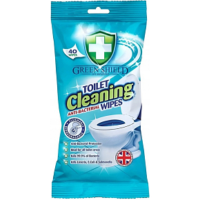 Green Shield Antibacterial Toilet Wipes, 40 pcs