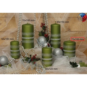 Lima Glittering Line candle light green cylinder 70 x 100 mm 1 piece