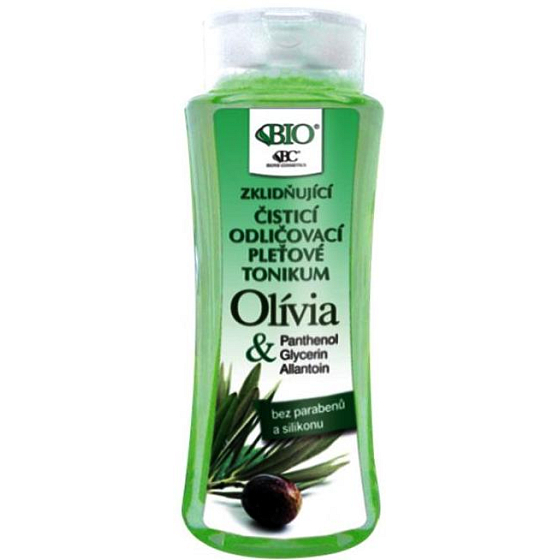 Bione Cosmetics Olivia & Panthenol soothing cleansing make-up remover skin tonic for all skin types 255 ml