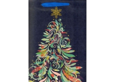 Ditipo Gift Paper Bag Glitter Blue, Tree 26.4 x 13.6 x 32.7 cm QAB