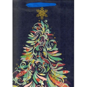 Ditipo Gift paper bag Glitter 26.4 x 13.6 x 32.7 cm blue, tree color QAB