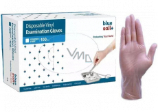 Blue Sail + Disposable examination gloves, vinyl, powder-free, non-sterile, size M, box 100 pieces
