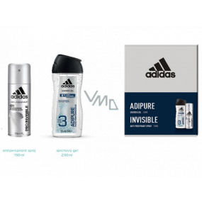 Adidas Pro Invisible & Adipure antiperspirant deodorant spray for men 150 ml + shower gel 250 ml, cosmetic set