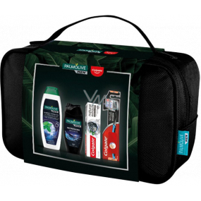 Palmolive Men Refreshing 3 in 1 shower gel 250 ml + Invigorating hair shampoo 350 ml + Colgate Natural extracts Charcoal + White toothpaste 75 ml + Colgate Slim Charcoal Soft soft toothbrush + case, cosmetic set