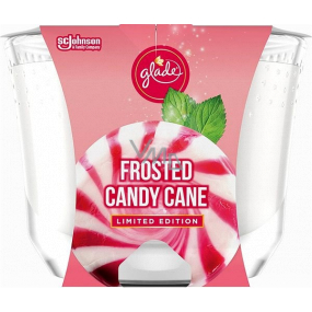 Glade Maxi Frosted Candy Cane with the scent of vanilla cream and peppermint scented candle in a glass, burning time up to 52 hours 224 g