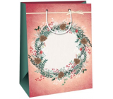 Ditipo Gift kraft bag 27 x 12 x 37 cm pink wreath