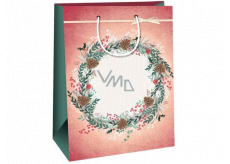 Ditipo Gift kraft bag 27 x 12 x 37 cm pink wreath