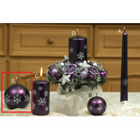 Lima Snowflake candle lilac ball 80 mm 1 piece
