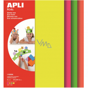 Apli Fluorine foam (yellow, green, orange, pink) 210 x 297 x 2 mm A4 4 sheets