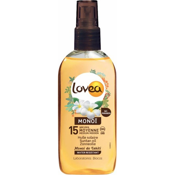 Lovea Bio Monoi SPF15 waterproof suntan oil spray 125 ml
