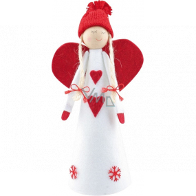 Angel fleece with red wings in the shape of a heart red and white 20 cm