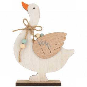 Wooden goose with bow and beads 19 cm