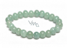 Jadeite Burmese green bracelet elastic natural stone, ball 8 mm / 16 - 17 cm
