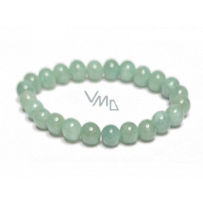 Jadeite Burmese green bracelet elastic natural stone, ball 8 mm / 16 - 17 cm