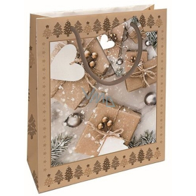 Nekupto Gift paper bag 23 x 18 x 10 cm Christmas gifts brown