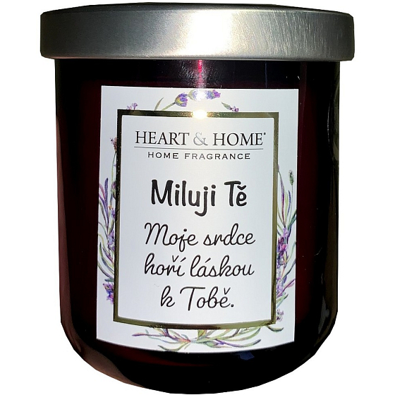 Heart & Home Sweet cherry soy scented candle with the inscription I love you 110 g
