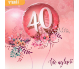 Nekupto 40 years anniversary card 150 x 150 mm Happy Birthday pink